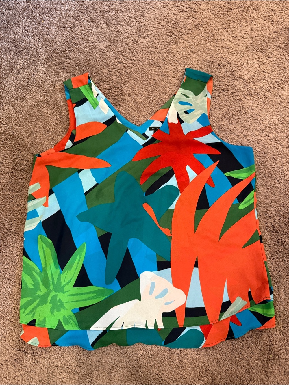 Ann Taylor Factory Multicolor Tropical Leaf Print V-Neck Camisole